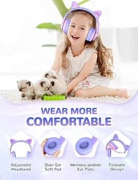 iClever Meow Macaron Headphones & Earbuds Pink New