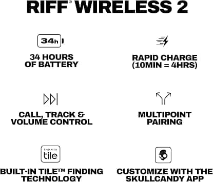 Skullcandy Riff 2 Headphones & Earbuds Black New