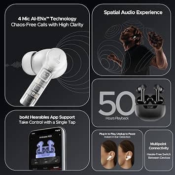 boAt Airdopes 300 Headphones & Earbuds White New