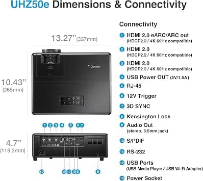 Optoma UHZ50e Projectors New