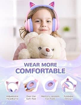 iClever Meow Macaron Headphones & Earbuds Pink New