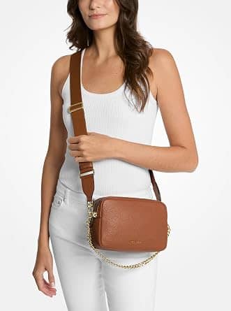 Michael Kors Bryant Crossbody Women's bags Small Pale Gold Pebbled Leather New