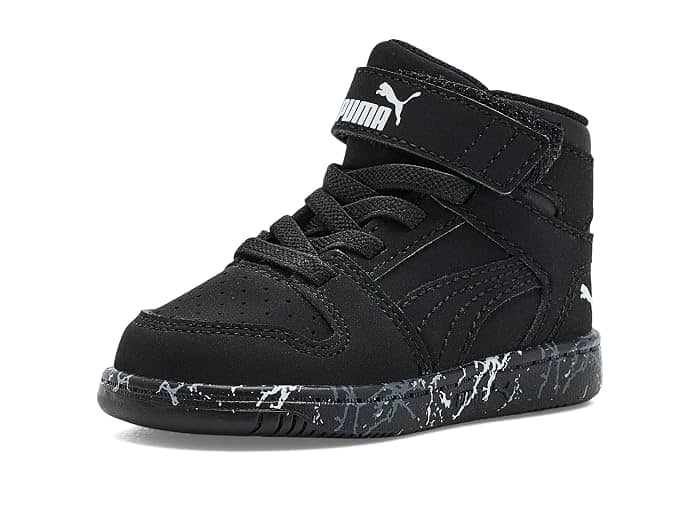 Puma Rebound Layup Mid Hook And Loop Sneaker Black Full Size Run New