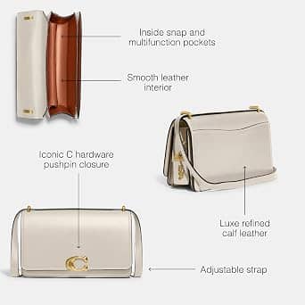 Coach Bandit Shoulder Bag Women's bags Ivory Refined Calf Leather New