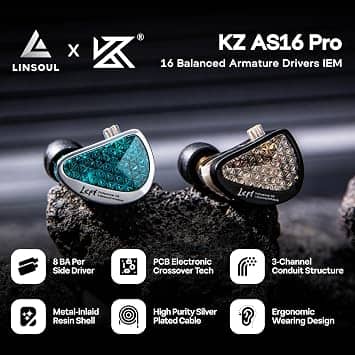 kz AS16 PRO Headphones & Earbuds Black New