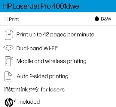 HP LaserJet Pro 4001dwe Printers New