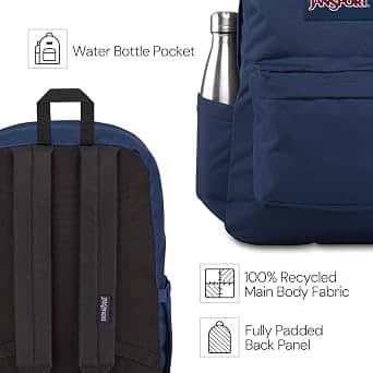 JanSport SuperBreak Plus Backpack Women's bags Grey 100% Recycled 600 Denier Polyester New