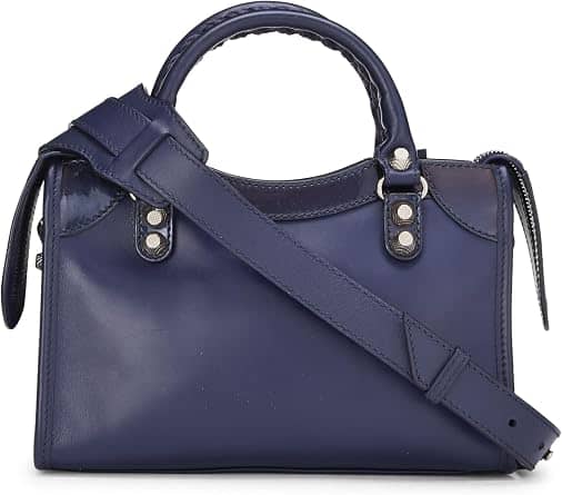 Balenciaga City Shoulder Bag Women's bags Unspecified Navy Calfskin Mini Silver New