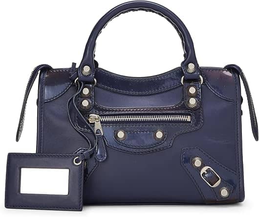 Balenciaga City Shoulder Bag Women's bags Unspecified Navy Calfskin Mini Silver New