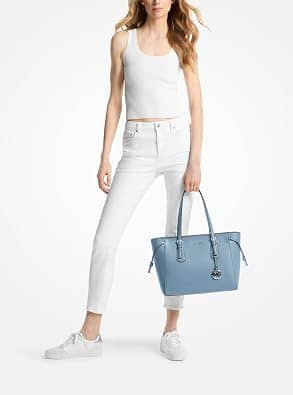 Michael Kors Voyager Tote Women's bags Medium Pale Gold Signature Logo New