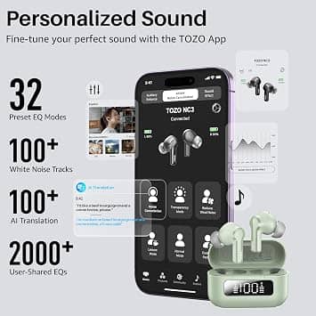 TOZO T11141 Headphones & Earbuds Green New