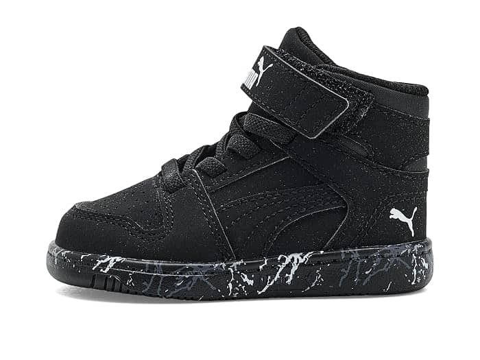 Puma Rebound Layup Mid Hook And Loop Sneaker Black Full Size Run New