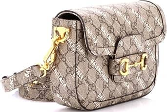 Balenciaga Horsebit 1955 Shoulder Bag Women's bags Mini Brown Coated Canvas New