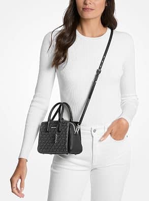 Michael Kors Laila Crossbody Women's bags Small Pale Gold Pebbled Leather New