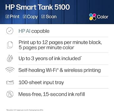 HP Smart Tank 5100 Printers New