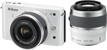 Nikon 1 J2 Digital Cameras White Used - Very Good w/ 10-30mm + 30-110mm Kit