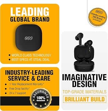 QCY T13 Headphones & Earbuds Black New