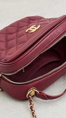 Chanel Camera Bag Top Handle Women's bags One Size Burgundy Quilted Gold New