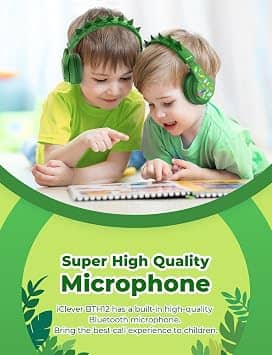 iClever BTH12-Dinosaur Headphones & Earbuds Green New