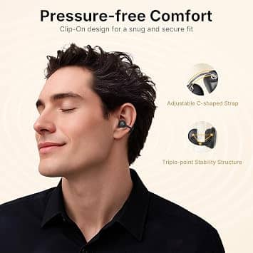 EarFun Clip Headphones & Earbuds Black New