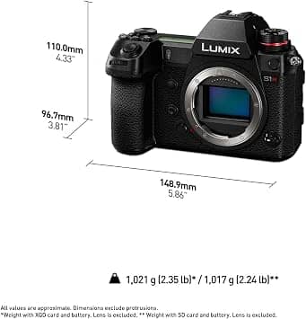 Panasonic LUMIX S1R Full-Frame Mirrorless Digital Cameras Black New Body Only