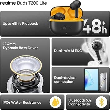 realme T200 Lite Headphones & Earbuds Purple New