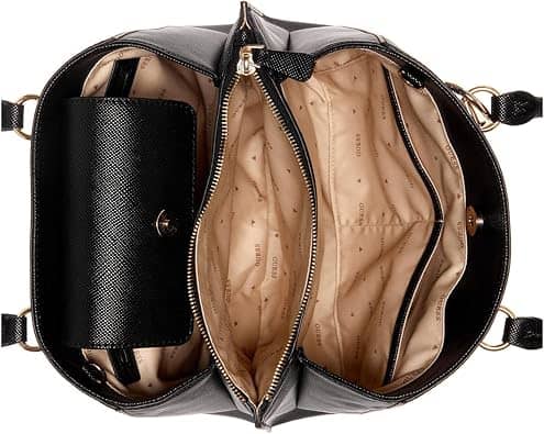 Guess Noelle Top Handle Women's bags Small Gold Saffiano Faux Leather New