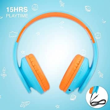 PowerLocus P2 Kids Headphones & Earbuds Blue New