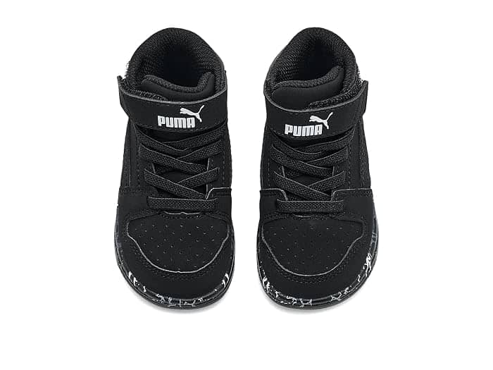 Puma Rebound Layup Mid Hook And Loop Sneaker Black Full Size Run New