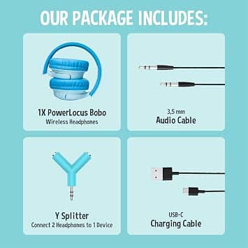 PowerLocus Bobo Headphones & Earbuds Blue New
