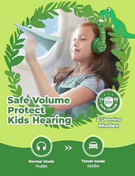 iClever BTH12-Dinosaur Headphones & Earbuds Green New