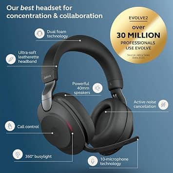 Jabra Evolve2 85 Headphones & Earbuds Black New