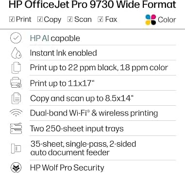 HP OfficeJet Pro 9730 Wide Format Printers New