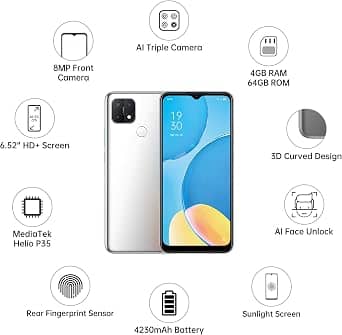 OPPO A15s Cell Phones Black 64GB Unlocked New