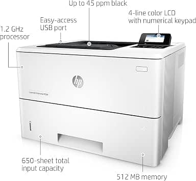 HP LaserJet Enterprise M506dn Monochrome Printers Refurbished - Excellent