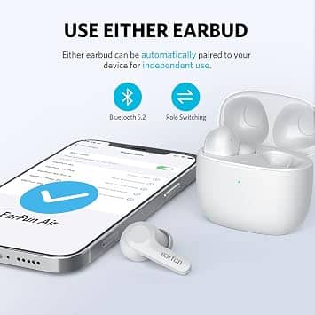 EarFun Air True Headphones & Earbuds White New