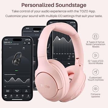 TOZO T12051 Headphones & Earbuds Pink New
