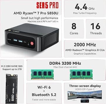 Beelink SER5-5850U Computers New