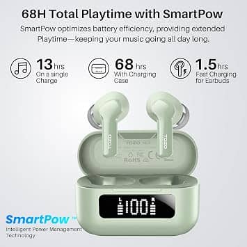 TOZO T11141 Headphones & Earbuds Green New