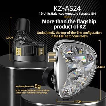 kz AS24 Headphones & Earbuds Black New