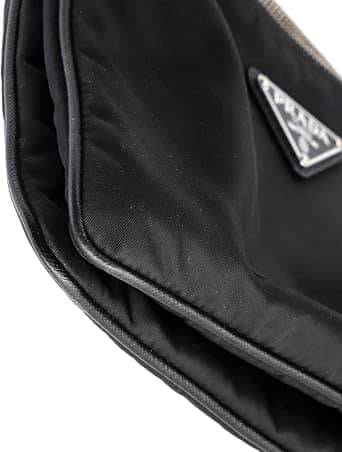 Prada Double Shoulder Bag Women's bags Small Black Nylon And Saffiano Leather New