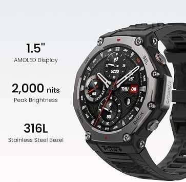 Amazfit Amazfit T-Rex 3 Smart Watch Smartwatches Black 48mm New