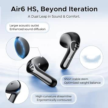SoundPEATS Air6 HS Headphones & Earbuds Black New