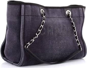 Chanel Deauville Tote Women's bags Small Beige Canvas Silver New