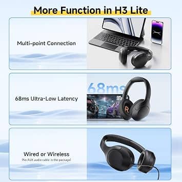 QCY H3 LITE Headphones & Earbuds Black New