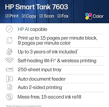 HP Smart Tank 7603 Printers New