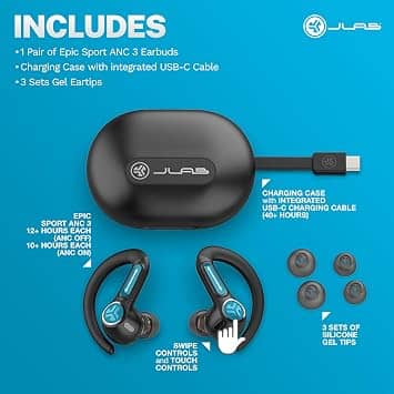 JLab ANC 3 Headphones & Earbuds Black New
