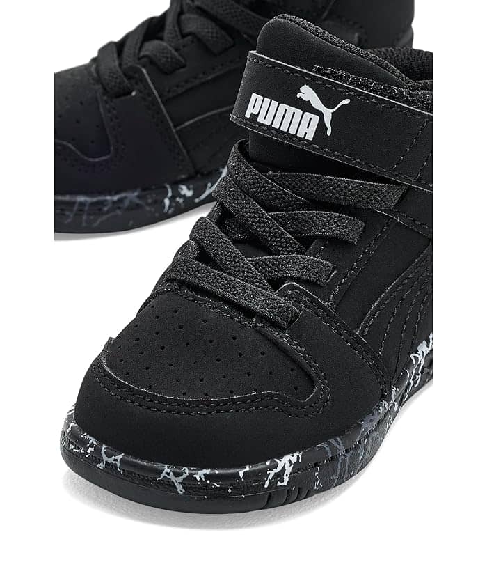 Puma Rebound Layup Mid Hook And Loop Sneaker Black Full Size Run New