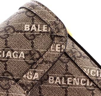 Balenciaga Horsebit 1955 Shoulder Bag Women's bags Mini Brown Coated Canvas New