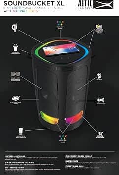 Altec Lansing Soundbucket XL Portable Bluetooth Speakers Black New